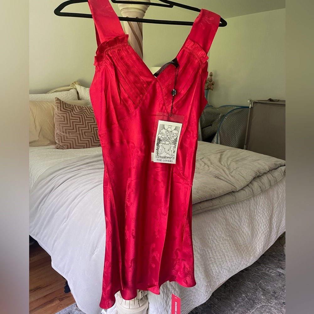 Realization Par Roxy red silk dress. NWT. discontinued style Valentine’s Day